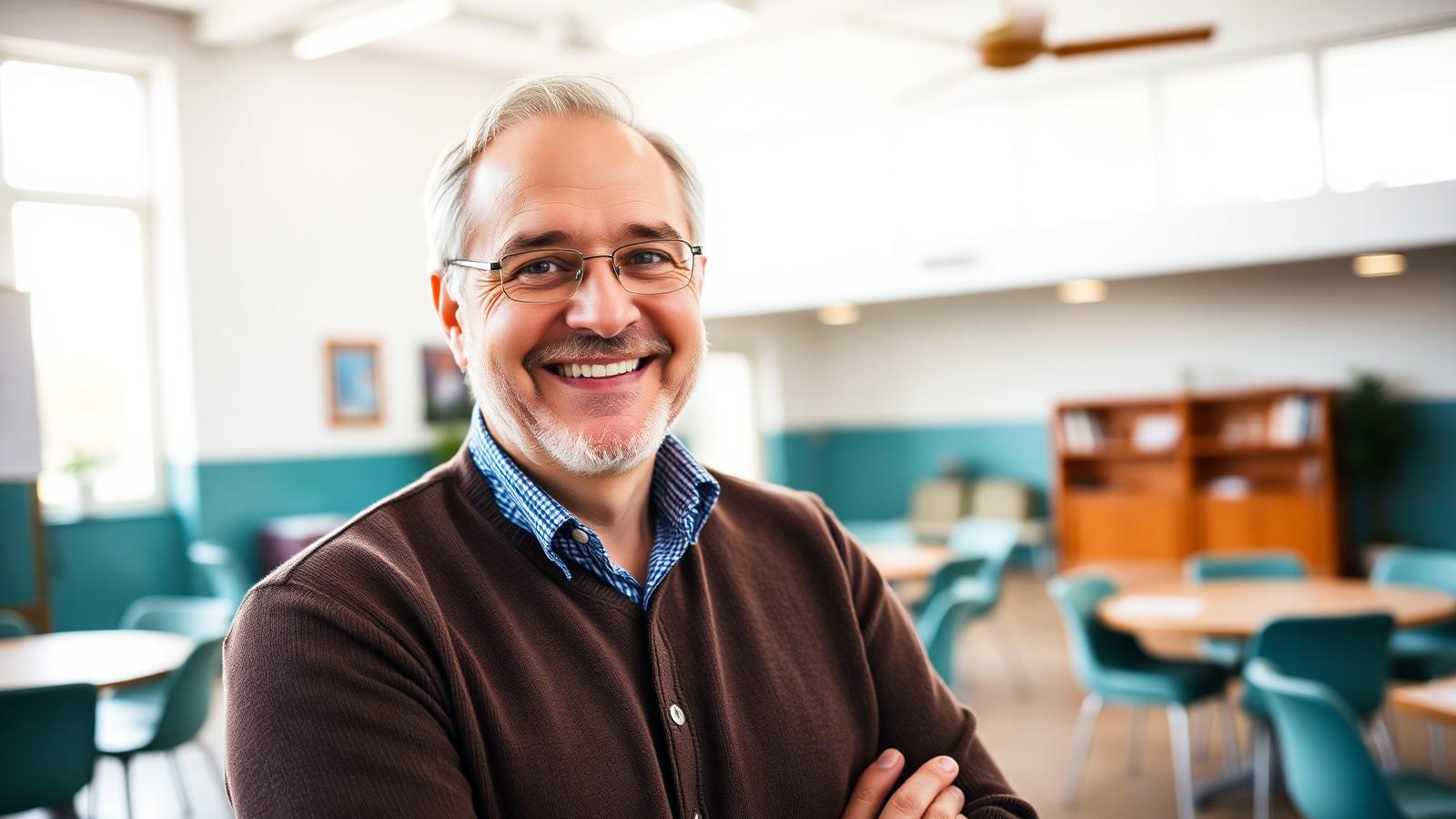 Outreach's chief executive standing in a community center